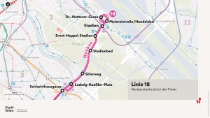 Die Neubaustrecke der Straßenbahnlinie 16 im Prater. ©  Wiener Linien